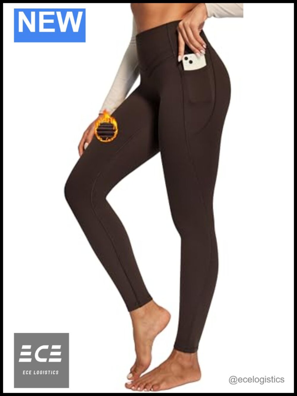 Fleece Lined Compression Leggings No Front Seam Thermal Pants